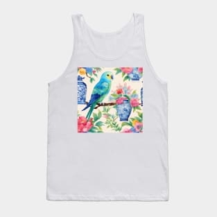 Chinoiserie blue budgies and ginger jars watercolor Tank Top